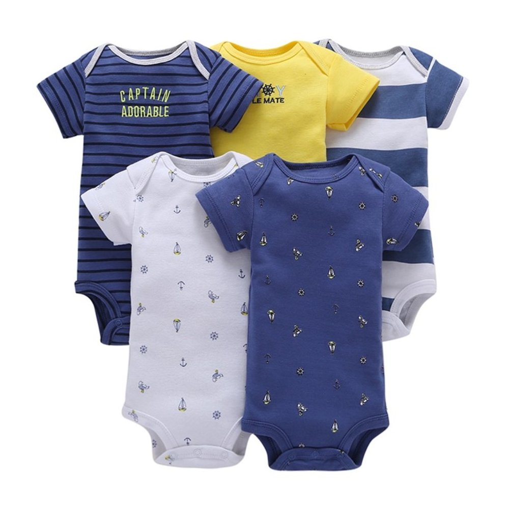 ECO-FRIENDLY 5-PACK BABY BODYSUITS - PATTERN 2